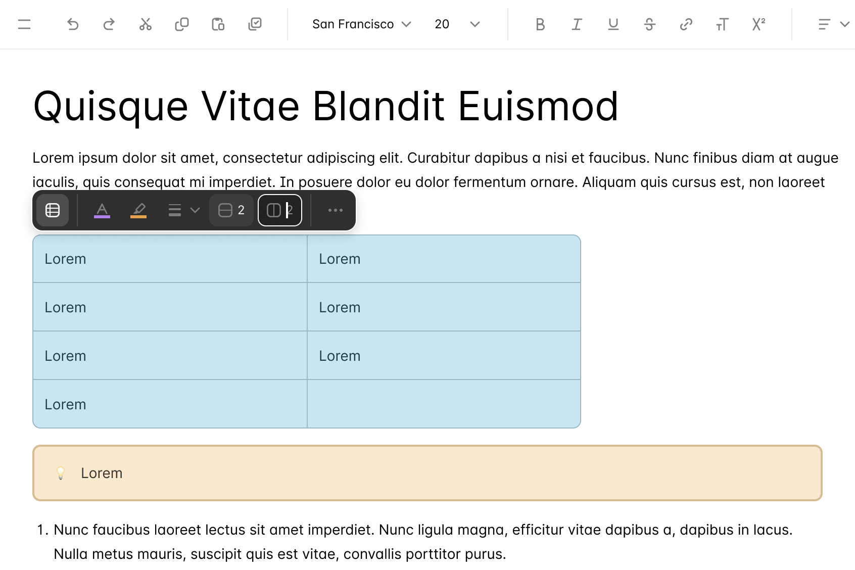 Rich Text Editor - Advanced tables