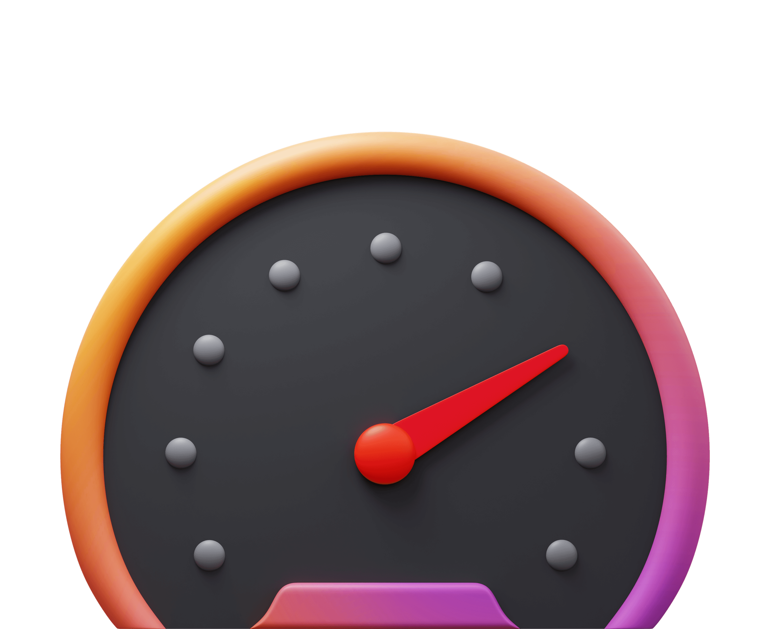Performance speedometer showing high-performance metrics