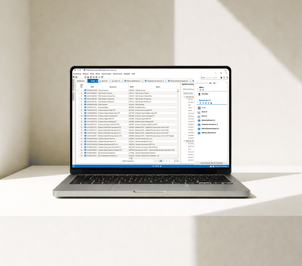 FVBS professional, a WPF financial advisory platform, running on a MacBook after its migration to XPF
